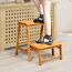 GIANTEX Tritthocker 2 Stufen, Leiterstuhl Massivholz klappbar, Trittleiter Trittstuhl 45x33x48 cm, Hocker Leiter Holz Holzleiter Tritt, Klapptreppe Haushaltstritt klein, Klappstufen Bambus (Walnuss)