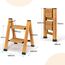 KULACO Klapptritt, Trittleiter 2 Stufen Klappbar, Aluminium Klappleiter, Tragbare Stufenleiter, Rutschfeste Haushaltsleiter bis 150 kg, Multifunktionsleiter Holzmaserung Design für Küche, Bad, Camping