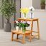 GIANTEX Tritthocker 2 Stufen, Leiterstuhl Massivholz klappbar, Trittleiter Trittstuhl 45x33x48 cm, Hocker Leiter Holz Holzleiter Tritt, Klapptreppe Haushaltstritt klein, Klappstufen Bambus (Walnuss)