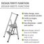 WENKO Leichte Aluminium Trittleiter mit 2 Stufen für 50 cm höheren Stand, rutschsichere XXL-Stufen, Design Klapptrittleiter, TÜV Süd Zertifiziert, 44 x 101 x 5,5 cm, Silber matt