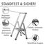 WENKO Leichte Aluminium Trittleiter mit 1 Stufe für 25 cm höheren Stand, rutschsichere XXL-Stufen, Design Klapptrittleiter, TÜV Süd Zertifiziert, 44 x 74 x 5,5 cm, Silber matt
