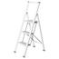 WENKO Leichte Aluminium Trittleiter mit 3 Stufen für 75 cm höheren Stand, rutschsichere XXL-Stufen, Design Klapptrittleiter, TÜV Süd Zertifiziert, 44 x 127 x 5,5 cm, Weiß