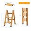 KULACO Trittleiter 3 Stufen klappbar, Aluminium Klappleiter, Tragbare Stufenleiter, rutschfeste Haushaltsleiter, Multifunktionsleiter Holzmaserung Design für Haus und Camping, Belastbar bis 150 kg