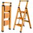 KULACO Trittleiter 3 Stufen klappbar, rutschfeste Haushaltsleiter, Multifunktionsleiter Holzmaserung, Tragbare Stufenleiter mit Ausziehbarem Handlauf, Aluminium Klappleiter, Belastbar bis 150 kg
