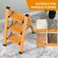 KULACO Klappleiter, Trittleiter 3 Stufen Klappbar, Aluminium Klapptritt, Tragbare Stufenleiter, Rutschfeste Haushaltsleiter bis 150 kg, Multifunktionsleiter Holzmaserung Design für Küche, Bad, Camping