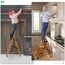 KULACO Trittleiter 3 Stufen klappbar, rutschfeste Haushaltsleiter, Multifunktionsleiter Holzmaserung, Tragbare Stufenleiter mit Ausziehbarem Handlauf, Aluminium Klappleiter, Belastbar bis 150 kg
