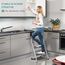 Trittleiter 2 Stufen Leiter Klapptritt Klappleiter Klapptreppe Tritt Haushaltstritt Stehleiter Sprossenleiter klappbar faltbar bis 150 kg (2 Stufen, Silber/schwarz)