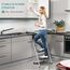 Trittleiter 2 Stufen Leiter Klapptritt Klappleiter Klapptreppe Tritt Haushaltstritt Stehleiter Sprossenleiter klappbar faltbar bis 150 kg (2 Stufen, Silber)