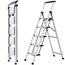 XinSunho Leiter mit 5 Stufen, einziehbarer Handgriff, klappbarer Tritthocker mit rutschfestem breitem Pedal, Aluminiumhocker, Leiter 5 Stufen, 150 kg Sicherheitsleiter für den Haushalt