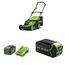 Greenworks 40 V Kabelloser Akku Rasenmäher, 41 cm Schnittbreite mit 40V 4Ah-Akku & 2A Universal Ladegerät Boni 40 V 5Ah-Akku