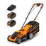 LawnMaster CLMF2434G Akku-Rasenmäher 24V Max 2x4.0Ah Batterie, 34cm, 300m² Mulchen 32L, 20-70mm 6-Stufige Schnitthöhenverstellung