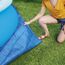 Bestway Steel Pro MAX Frame Pool-Set mit Filterpumpe Ø 305 x 76 cm, lichtgrau, rund & Flowclear™ quadratische Bodenplane, 396 x 396 cm, für Aufstellpools bis Ø 366 cm, blau