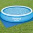 Bestway Steel Pro MAX Frame Pool-Set mit Filterpumpe Ø 305 x 76 cm, lichtgrau, rund & Flowclear™ quadratische Bodenplane, 396 x 396 cm, für Aufstellpools bis Ø 366 cm, blau