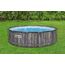 Bestway Steel Pro MAX Frame Pool-Set mit Filterpumpe Ø 366 x 100 cm, Holz-Optik (Mooreiche), rund