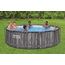 Bestway Steel Pro MAX Frame Pool-Set mit Filterpumpe Ø 366 x 100 cm, Holz-Optik (Mooreiche), rund