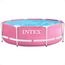 Intex 28290EH 2,4 m x 76,2 cm, einfach zu montieren, großer, runder Metallrahmen, oberirdischer Swimmingpool mit zwei Saugauslässen, Rosa