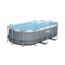 Bestway Power Steel Frame Pool Set, oval, grau, 424 x 250 x 100 cm