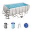 BESTWAY Power Steel Rectangular Pool Set 412x201x122 cm, Stahlrahmenpool-Set mit Filterpumpe und Zubehör