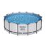 Bestway Steel Pro MAX Frame Pool Komplett-Set mit Filterpumpe Ø 427 x 122 cm, lichtgrau, rund