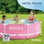 Intex 28290EH 2,4 m x 76,2 cm, einfach zu montieren, großer, runder Metallrahmen, oberirdischer Swimmingpool mit zwei Saugauslässen, Rosa
