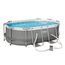 Bestway 56617-GS19 Power 300x200x84 cm, Ovaler Stahlrahmenpool-Set mit Filterpumpe, grau