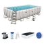 BESTWAY Power Steel Rectangular Pool Set 549x274x122 cm, Stahlrahmenpool-Set mit Filterpumpe und Zubehör