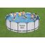 Bestway Steel Pro MAX Frame Pool Komplett-Set mit Filterpumpe Ø 427 x 122 cm, lichtgrau, rund