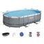 Bestway Power Steel Frame Pool Set, oval, grau, 488 x 305 x 107 cm, 56448-05