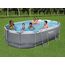 Bestway Power Steel Frame Pool Set, oval, grau, 488 x 305 x 107 cm, 56448-05
