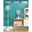 Primevolve 8" Oszillierender Tisch-und Standventilator mit Fernbedienung, Tragbarer Faltbarer Travel Fan für Outdoor Reise Camping, 7200mAh Akku Batterie Ventilator Leise für Schlafzimmer Büro (Weiß)