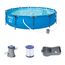 Bestway Steel Pro Max Pool Set 366x76 cm, Frame Pool rund im Set, inklusive Filterpumpe und Getränkehaltern