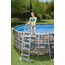 Bestway Comfort Jet 610x366x122 cm, Stabiler Frame Pool oval im Komplett Set mit Massagefunktion, inklusive Filterpumpe, Leiter und LED-Licht