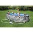 Bestway Comfort Jet 610x366x122 cm, Stabiler Frame Pool oval im Komplett Set mit Massagefunktion, inklusive Filterpumpe, Leiter und LED-Licht