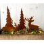 LB H&F 4er Set ROSTSTECKER Elch/Bäume Adventsdeko Weihnachtsdeko Gartendeko Edelrost Tannenbaum Dekoration Hirsch Dekofigur Adventskranz Herbst Winter Metall Rost