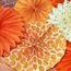 SUNBEAUTY 7er Papier Fächer Dekoration Rot Orange Papierfächer Rosetten Deko Peach Girlande Deko-Serie für Hochzeit Geburtstag Thanksgiving Gartenparty Tischdeko Klassenzimmer