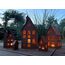 LB H&F 5er Set Häuser Gartendeko Lichthäuser AUFSTELLER Haus Dekoration Dekofigur Herbst Winter Metall Rost (Lichthaus)