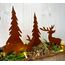 LB H&F 4er Set ROSTSTECKER Elch/Bäume Adventsdeko Weihnachtsdeko Gartendeko Edelrost Tannenbaum Dekoration Hirsch Dekofigur Adventskranz Herbst Winter Metall Rost