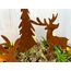 LB H&F 4er Set ROSTSTECKER Elch/Bäume Adventsdeko Weihnachtsdeko Gartendeko Edelrost Tannenbaum Dekoration Hirsch Dekofigur Adventskranz Herbst Winter Metall Rost