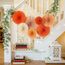 SUNBEAUTY 7er Papier Fächer Dekoration Rot Orange Papierfächer Rosetten Deko Peach Girlande Deko-Serie für Hochzeit Geburtstag Thanksgiving Gartenparty Tischdeko Klassenzimmer