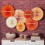 SUNBEAUTY 7er Papier Fächer Dekoration Rot Orange Papierfächer Rosetten Deko Peach Girlande Deko-Serie für Hochzeit Geburtstag Thanksgiving Gartenparty Tischdeko Klassenzimmer