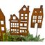 LB H&F Lilienburg 4er Set Häuser Gartenstecker rost Deko Gartendeko Rosthaus edelrost deko Frühling Sommer Dekoration Haus Metall 60 cm