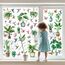 Moxled 9 Blatt Fensterbilder Frühling Topfpflanze Selbstklebend - Fensterdeko Frühling Fenstersticker Hängend Pflanzen Schmetterlinge Vögel Fensteraufkleber Wiederverwendbare für Kinderzimmer Deko