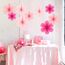 SUNBEAUTY 9 Stück Papier Fächer Dekoration Papierblumen zum Aufhängen Rosa Blumen Papier Party Deko Set für Hochzeit Geburtstagsdeko Tischdeko Baby Shower Frühling Sommer Deko