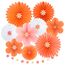 SUNBEAUTY 9 Stück Herbst Party Dekorationen Rot Orange Papier Fächer Dekor Hanging Gänseblümchen Girlande Rosa Weiß Blume Party Dekorationen für Hochzeit Geburtstag Klassenzimmer Baby Shower