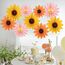 SUNBEAUTY 9 Stück Sonnenblumen Papierfächer Rosa Party Dekoration Seidenpapier Fächer Orange Hängende Girlande für Geburtstag Hochzeit Tischdeko Abschluss Party Deko