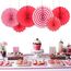 SUNBEAUTY Papier Fächer Dekoration Rot Papier Rosetten Deko für Geburtstag Jahrestag Hochzeit 20cm 30cm 42cm (Rot)