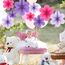 SUNBEAUTY 9 Stück Papier Fächer Dekoration Hanging Girlande Blau Hellviolett Orange Blumen Papierfächer Party Deko für Hochzeit Geburtstag Tea Party Tischdeko Classroom Baby Shower Backdrop Garland