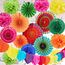 SUNBEAUTY 33PCS Bunte Party Deko Regenbogen Pompons Deko Hanging Fiesta Paper Fans Colourful Garland and Hanging Spiral Garland for Kindergeburtstag Wedding Birthday Mexican Fiesta Cinco De Mayo