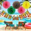 SUNBEAUTY 10 Stück Hawaii Party Deko Set Aloha-Thema Deko Tiki-Party Deko mit Tiki-Banner, Hängende Girlande Papierfächer Waben-Tischdeko für Sommer-Party, Luau Party, Geburtstag & Strand-Motto-Party