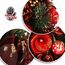 COM-FOUR® Deko-Weihnachtsbaum, dekorativer Kleiner Schmuckbaum, tolle Tischdeko, optimal für die Adventszeit, ergänzt Kränze und Girlanden (Baum rote Blume)
